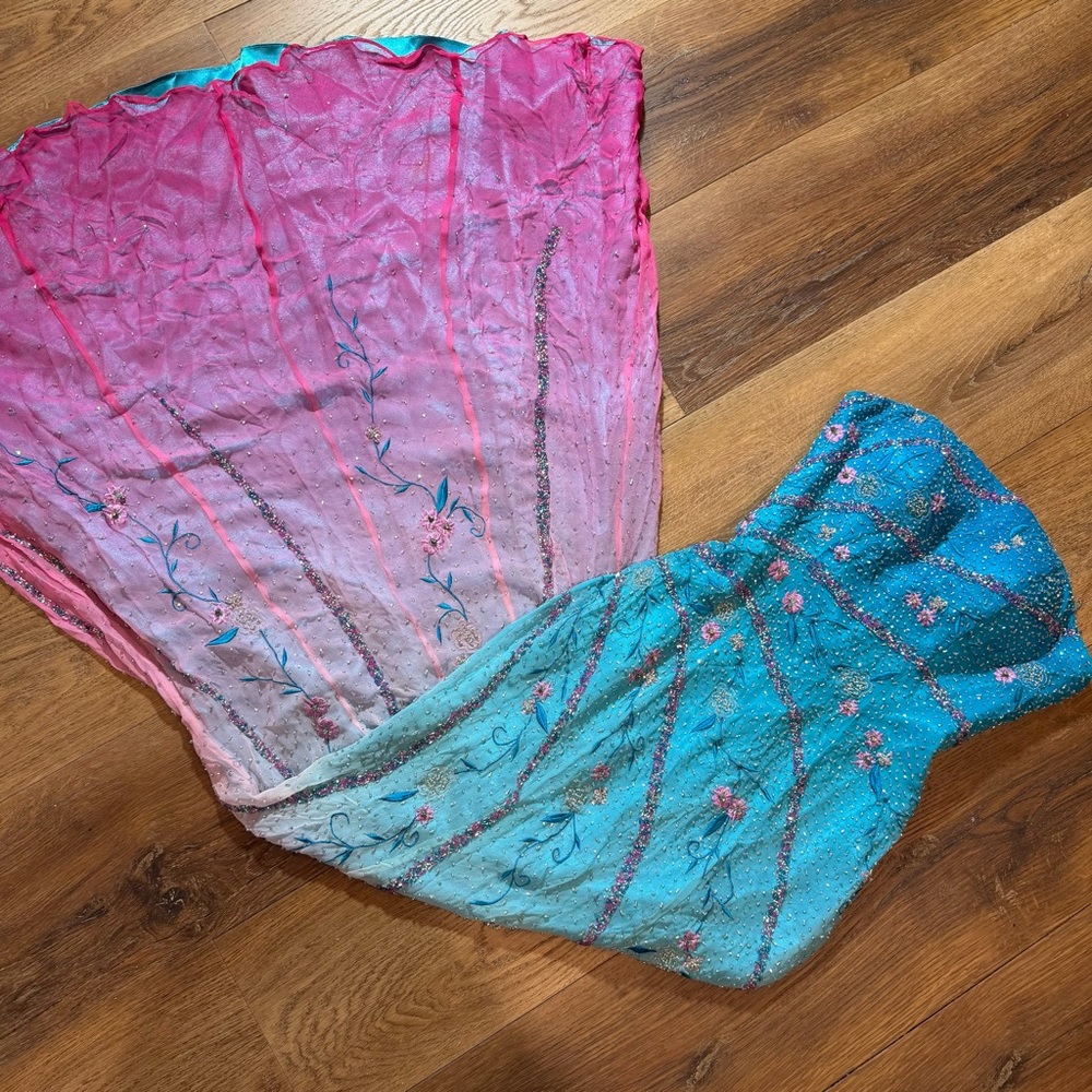 Vintage Y2K 100% Silk Beaded Dress Vintage Beaded Dress Silk Dairy Ombré Rainbow
